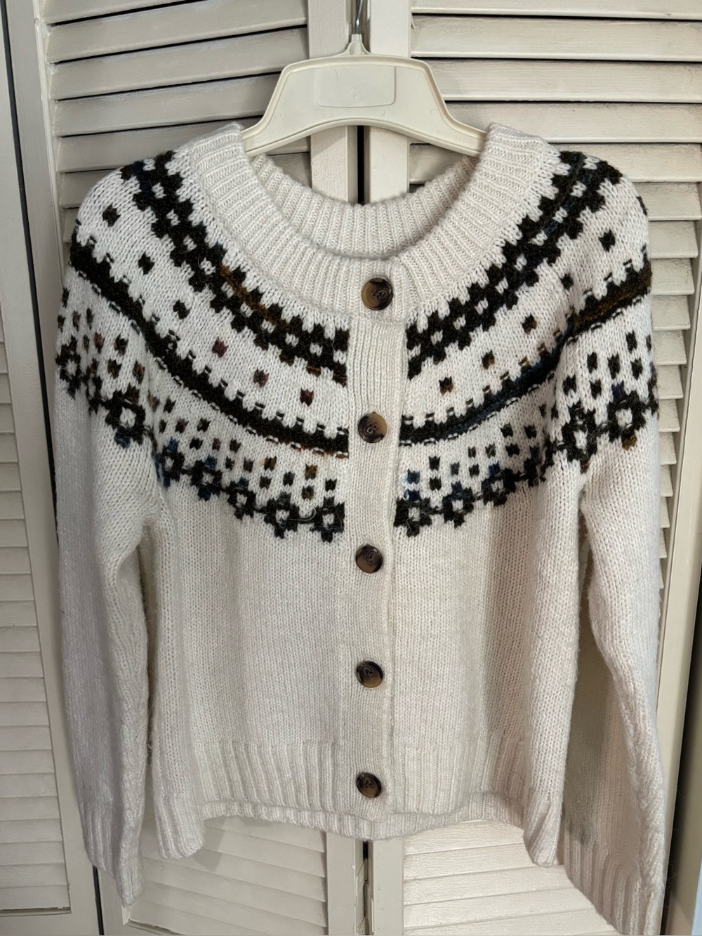 Old Navy Cream Nordic-Pattern Button Cardigan